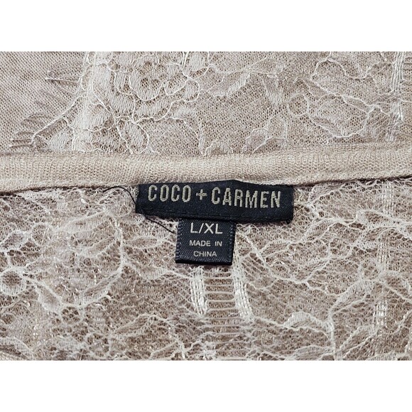 Women's L/XL Coco + Carmen Beige Batwing Beige Lace Detail Blouse Shirt Top - Picture 7 of 10